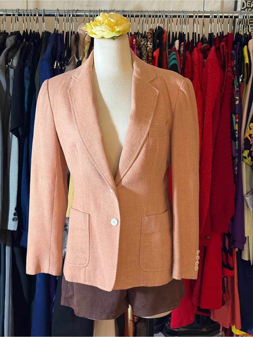 VINTAGE Saks Fifth Avenue Peach Textured Tailored Blazer